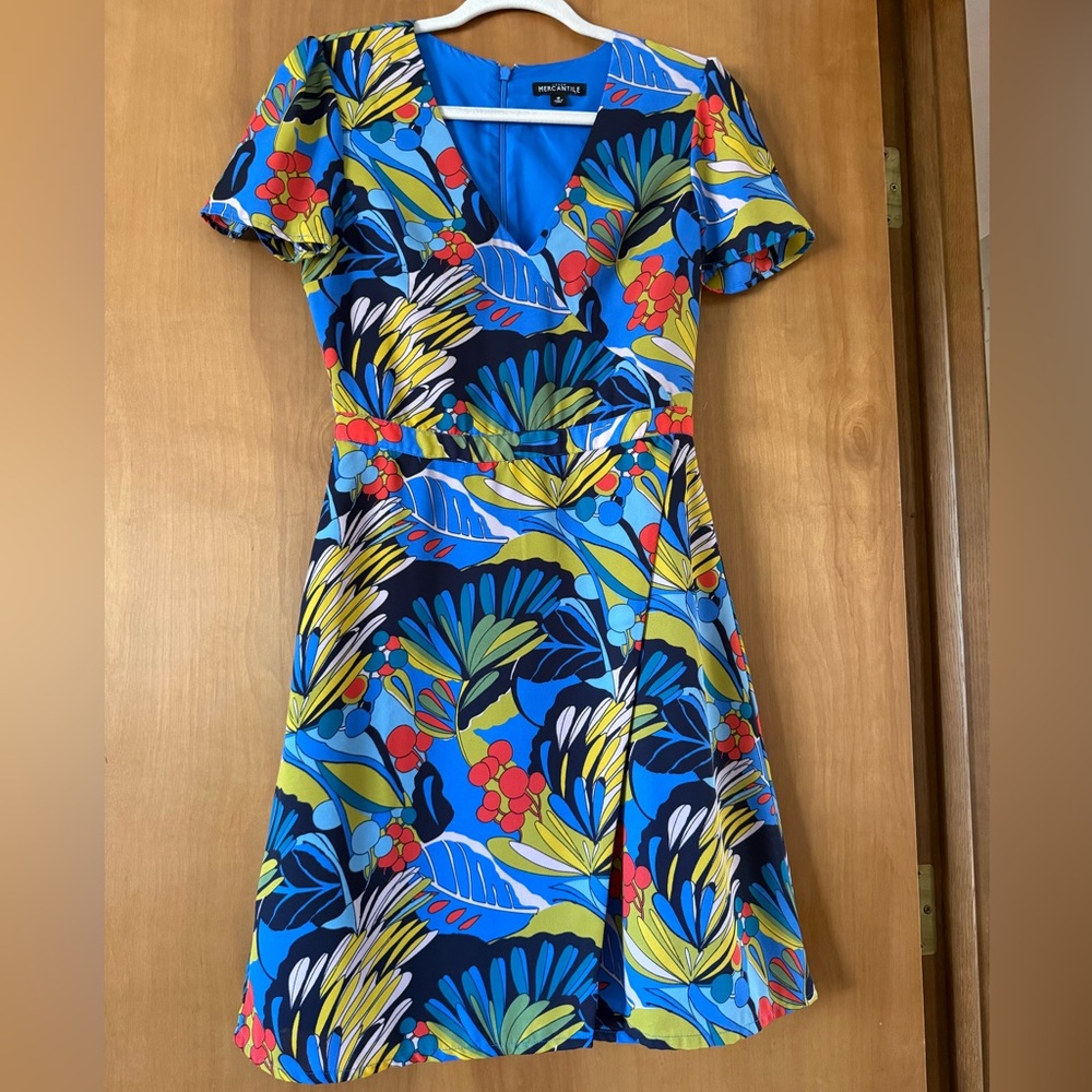 J. Crew Vibrant Floral Dress - Blue, Yellow, Red